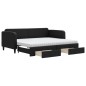 vidaXL Tagesbett Ausziehbar mit Schubladen Schwarz 90x190 cm Stoff vidaXL Tagesbett Ausziehbar mit Schubladen Schwarz 90x190 cm Stoff