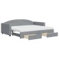 vidaXL Tagesbett Ausziehbar mit Schubladen Hellgrau 90x200 cm Stoff vidaXL Tagesbett Ausziehbar mit Schubladen Hellgrau 90x200 cm Stoff
