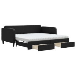 vidaXL Tagesbett Ausziehbar mit Schubladen Schwarz 100x200 cm Stoff