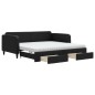 vidaXL Tagesbett Ausziehbar mit Schubladen Schwarz 100x200 cm Stoff vidaXL Tagesbett Ausziehbar mit Schubladen Schwarz 100x200 cm Stoff