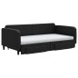 vidaXL Tagesbett Ausziehbar mit Schubladen Schwarz 100x200 cm Stoff vidaXL Tagesbett Ausziehbar mit Schubladen Schwarz 100x200 cm Stoff