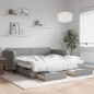 vidaXL Tagesbett Ausziehbar mit Schubladen Hellgrau 100x200 cm Stoff vidaXL Tagesbett Ausziehbar mit Schubladen Hellgrau 100x200 cm Stoff
