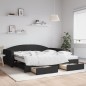 vidaXL Tagesbett Ausziehbar mit Schubladen Schwarz 100x200 cm Stoff vidaXL Tagesbett Ausziehbar mit Schubladen Schwarz 100x200 cm Stoff