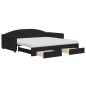 vidaXL Tagesbett Ausziehbar mit Schubladen Schwarz 100x200 cm Stoff vidaXL Tagesbett Ausziehbar mit Schubladen Schwarz 100x200 cm Stoff