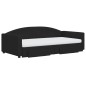 vidaXL Tagesbett Ausziehbar mit Schubladen Schwarz 100x200 cm Stoff vidaXL Tagesbett Ausziehbar mit Schubladen Schwarz 100x200 cm Stoff