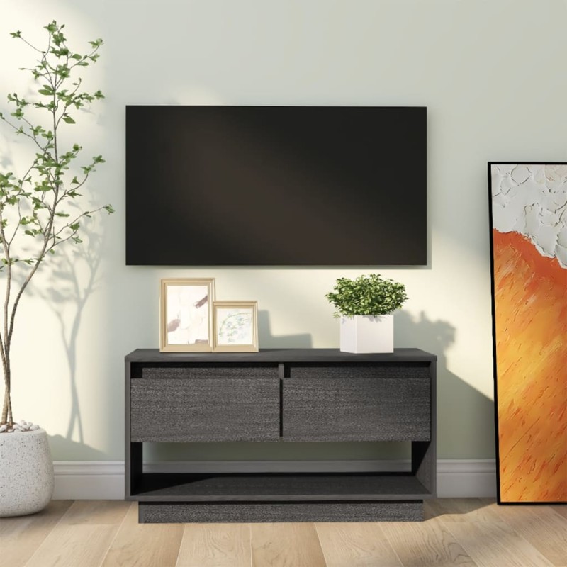 vidaXL TV-Schrank Grau 74x34x40 cm Massivholz Kiefer vidaXL TV-Schrank Grau 74x34x40 cm Massivholz Kiefer
