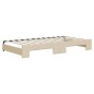 vidaXL Tagesbett Ausziehbar mit Schubladen Creme 100x200 cm Stoff vidaXL Tagesbett Ausziehbar mit Schubladen Creme 100x200 cm Stoff
