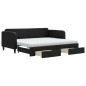 vidaXL Tagesbett Ausziehbar mit Schubladen Schwarz 90x200 cm Stoff vidaXL Tagesbett Ausziehbar mit Schubladen Schwarz 90x200 cm Stoff