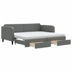 vidaXL Tagesbett Ausziehbar mit Schubladen Dunkelgrau 90x190 cm Stoff