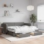 vidaXL Tagesbett Ausziehbar mit Schubladen Dunkelgrau 90x200 cm Stoff vidaXL Tagesbett Ausziehbar mit Schubladen Dunkelgrau 90x200 cm Stoff