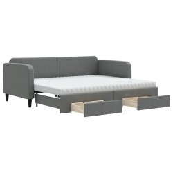vidaXL Tagesbett Ausziehbar mit Schubladen Dunkelgrau 90x200 cm Stoff