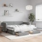 vidaXL Tagesbett Ausziehbar mit Schubladen Hellgrau 90x200 cm Stoff vidaXL Tagesbett Ausziehbar mit Schubladen Hellgrau 90x200 cm Stoff