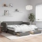 vidaXL Tagesbett Ausziehbar mit Schubladen Dunkelgrau 100x200 cm Stoff vidaXL Tagesbett Ausziehbar mit Schubladen Dunkelgrau 100x200 cm Stoff