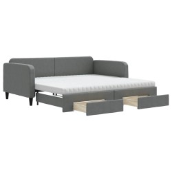 vidaXL Tagesbett Ausziehbar mit Schubladen Dunkelgrau 100x200 cm Stoff