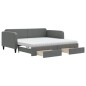 vidaXL Tagesbett Ausziehbar mit Schubladen Dunkelgrau 100x200 cm Stoff vidaXL Tagesbett Ausziehbar mit Schubladen Dunkelgrau 100x200 cm Stoff