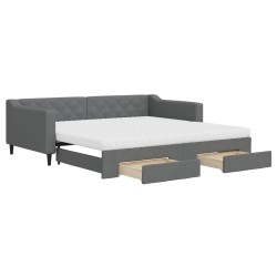 vidaXL Tagesbett Ausziehbar mit Schubladen Dunkelgrau 100x200 cm Stoff