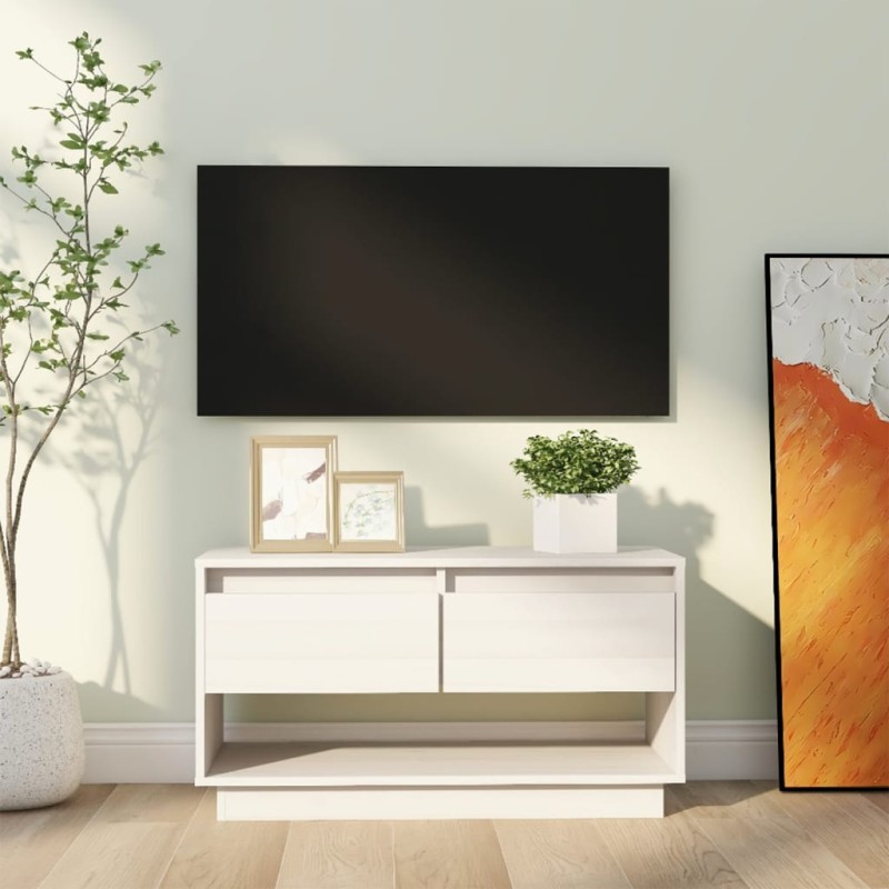 vidaXL TV-Schrank Weiß 74x34x40 cm Massivholz Kiefer vidaXL TV-Schrank Weiß 74x34x40 cm Massivholz Kiefer