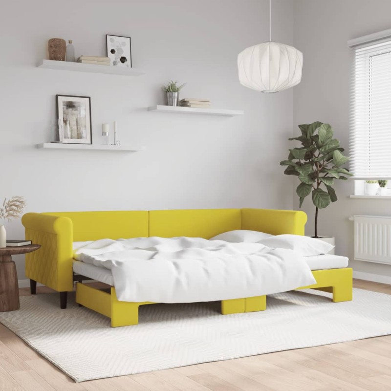 vidaXL Tagesbett Ausziehbar Gelb 80x200 cm Samt vidaXL Tagesbett Ausziehbar Gelb 80x200 cm Samt