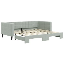 vidaXL Tagesbett Ausziehbar Hellgrau 90x190 cm Samt