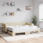 vidaXL Tagesbett Ausziehbar Creme 90x200 cm Stoff vidaXL Tagesbett Ausziehbar Creme 90x200 cm Stoff