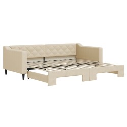 vidaXL Tagesbett Ausziehbar Creme 90x200 cm Stoff