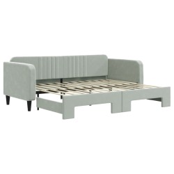 vidaXL Tagesbett Ausziehbar Hellgrau 90x200 cm Samt