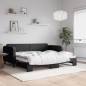 vidaXL Tagesbett Ausziehbar Schwarz 90x200 cm Stoff vidaXL Tagesbett Ausziehbar Schwarz 90x200 cm Stoff