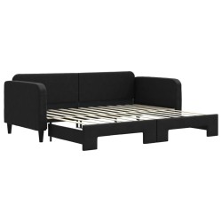 vidaXL Tagesbett Ausziehbar Schwarz 90x200 cm Stoff