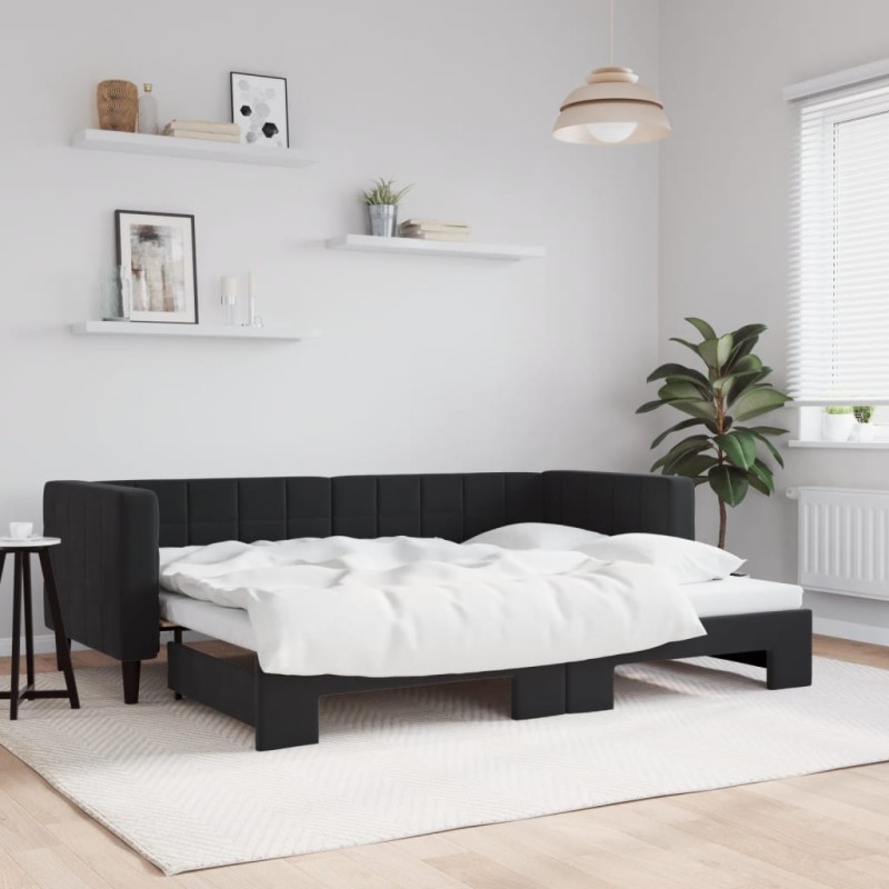 vidaXL Tagesbett Ausziehbar Schwarz 80x200 cm Samt vidaXL Tagesbett Ausziehbar Schwarz 80x200 cm Samt