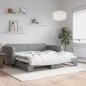 vidaXL Tagesbett Ausziehbar Hellgrau 100x200 cm Stoff vidaXL Tagesbett Ausziehbar Hellgrau 100x200 cm Stoff