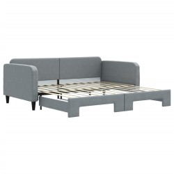 vidaXL Tagesbett Ausziehbar Hellgrau 100x200 cm Stoff