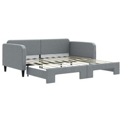 vidaXL Tagesbett Ausziehbar Hellgrau 90x190 cm Stoff