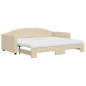 vidaXL Tagesbett Ausziehbar mit Matratzen Creme 90x200 cm Stoff vidaXL Tagesbett Ausziehbar mit Matratzen Creme 90x200 cm Stoff
