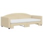 vidaXL Tagesbett Ausziehbar mit Matratzen Creme 90x200 cm Stoff vidaXL Tagesbett Ausziehbar mit Matratzen Creme 90x200 cm Stoff