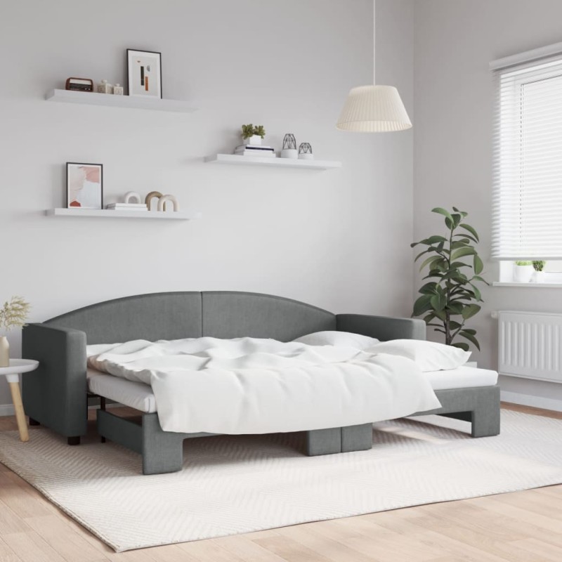 vidaXL Tagesbett Ausziehbar Dunkelgrau 80x200 cm Stoff vidaXL Tagesbett Ausziehbar Dunkelgrau 80x200 cm Stoff