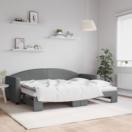 vidaXL Tagesbett Ausziehbar Dunkelgrau 80x200 cm Stoff