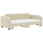 vidaXL Tagesbett Ausziehbar mit Matratzen Creme 90x200 cm Stoff vidaXL Tagesbett Ausziehbar mit Matratzen Creme 90x200 cm Stoff