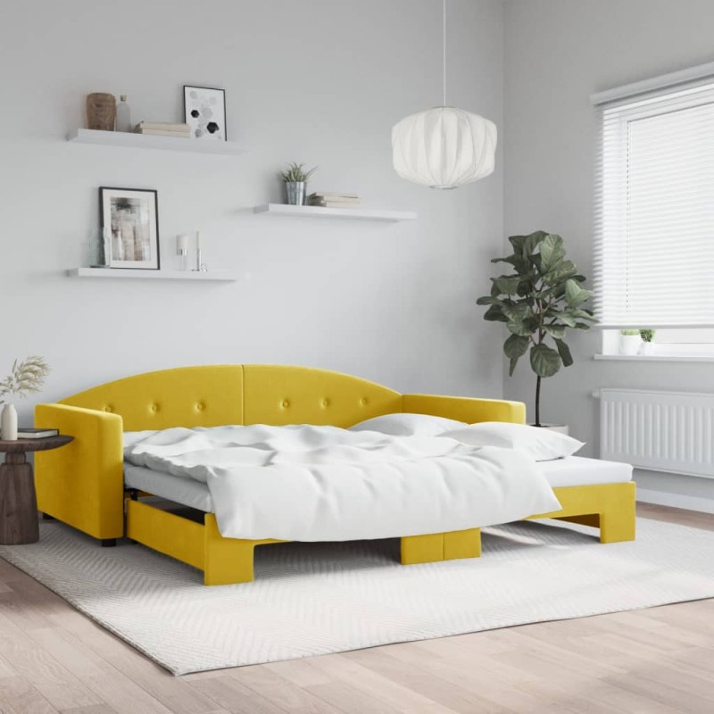 vidaXL Tagesbett Ausziehbar Gelb 100x200 cm Samt vidaXL Tagesbett Ausziehbar Gelb 100x200 cm Samt