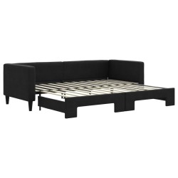 vidaXL Tagesbett Ausziehbar Schwarz 80x200 cm Stoff