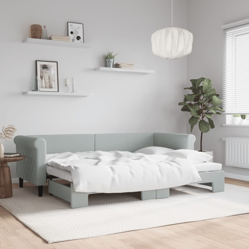 vidaXL Tagesbett Ausziehbar Hellgrau 80x200 cm Samt vidaXL Tagesbett Ausziehbar Hellgrau 80x200 cm Samt