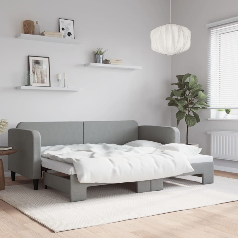 vidaXL Tagesbett Ausziehbar Hellgrau 80x200 cm Stoff