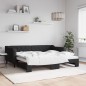 vidaXL Tagesbett Ausziehbar Schwarz 90x190 cm Stoff vidaXL Tagesbett Ausziehbar Schwarz 90x190 cm Stoff