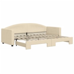 vidaXL Tagesbett Ausziehbar Creme 80x200 cm Stoff