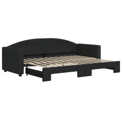 vidaXL Tagesbett Ausziehbar Schwarz 80x200 cm Stoff