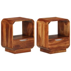 vidaXL Nachttisch mit Schublade 2 Stk. Massivholz 40x30x50 cm