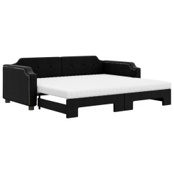 vidaXL Tagesbett Ausziehbar mit Matratzen Schwarz 100x200 cm Stoff