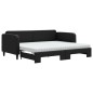 vidaXL Tagesbett Ausziehbar mit Matratzen Schwarz 90x200 cm Stoff vidaXL Tagesbett Ausziehbar mit Matratzen Schwarz 90x200 cm Stoff