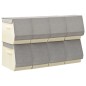 vidaXL Aufbewahrungsboxen mit Deckeln 8Stk. Stapelbar Stoff Grau Creme vidaXL Aufbewahrungsboxen mit Deckeln 8Stk. Stapelbar Stoff Grau Creme
