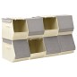 vidaXL Aufbewahrungsboxen mit Deckeln 8Stk. Stapelbar Stoff Grau Creme vidaXL Aufbewahrungsboxen mit Deckeln 8Stk. Stapelbar Stoff Grau Creme