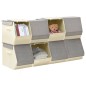 vidaXL Aufbewahrungsboxen mit Deckeln 8Stk. Stapelbar Stoff Grau Creme vidaXL Aufbewahrungsboxen mit Deckeln 8Stk. Stapelbar Stoff Grau Creme